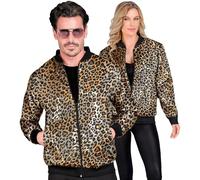 Widmann 12366 Party Fashion Bomberjacke mit Pailletten Bomber Jacket, Animal Print, Brown Leopard, XXL