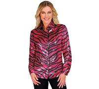 Widmann W MILANO Party Fashion - Party Fashion Sequin Blouse for Women, Disco Fever, Schlagermove, Women's Shirt, Animal Print, Festival, Fancy Dress Costumes