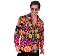 Widmann W MILANO Party Fashion - Party Fashion Shirt, Hippie Pattern, Neon Men's Shirt, Flower Power, Peace, Showmen
