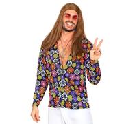 Widmann W MILANO Party Fashion - Shirt 70s Groovy Style, Flower Power, Disco Fever, Fancy Dress Costumes
