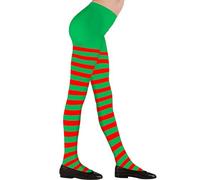 Widmann Unisex Kid's Strumpfhose 70 Den Striped Tights 70 Denier, red/Green, 6 Years