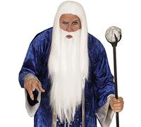 Widmann White Wizard Wig & Beard Merlin Fairy Tale Halloween Fancy Dress Accessory