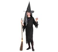 Widmann Witch (Dress, Belt, Hat) (128 cm / 5-7 Years) Black