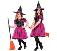 Widmann Witch (Dress, Hat) (116 cm / 4-5 Years) Purple / Lila