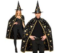 Widmann - Wizard Costume for Adults, Cape (85 cm) with Hat, Magician, Witch