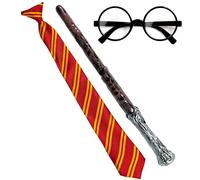 WIDMANN Wizard Set Wand Tie and Glasses Accessory One Size For Adults Unisex World Book Day Fancy Dress Witch Halloween Outfit