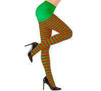 Widmann Women’s Red & Green Striped Elf Tights - 70 DEN Christmas Fancy Dress Accessory - Stretchy Festive Pantyhose for Holiday Parties, Carnival & Costume Events - Multiple Sizes