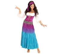 Widmann 11010413 Adult Gipsy Costume, White/Purple/Blue, M