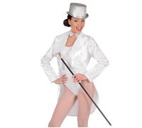 White Satin Tailcoat Fancy Dress Costume for Women Small (UK Dress Size 8-10)