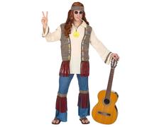 WIDMANN 02200 Adult Mens Hippie Costume. Include Coat and multicoloured trousers. 60s 70s Hippy/Woodstock, Fancy Dress, Outfit