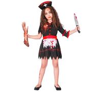 W WIDMANN MILANO Party Fashion 18877 Kinderkostüm Zombie Krankenschwester Children's Nurse Costume, Black, 140 (EU)