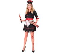 Widmann Zombie Nurse (Dress With Underskirt, Headpiece) (M) Black