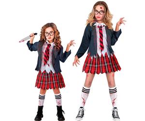 Widmann Zombie School Girl (Jacket With Shirt, Skirt, Tie, Socks) (140 cm / 8-10