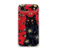 WidofvSpky Black Cat Psychedelic Hippie Cat Phone Case for iPhone Air, Trippy Cute Cool Animal Cat Phone Cover, Soft Trendy Soft TPU Bumper Cover