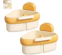 Widous/Curetoaway/Wideous Suction Cup Sink Corner Rack, Food Waste Catcher for Sink with Fine Mesh - Removable for Easy Cleaning, Plastic Storage Rack Holder (yellow-2pcs)