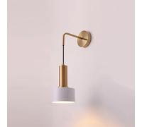 Widppsopt Nordic Style Wall Light E27 Metal Wall Mounted Pendant Light Adjustable Modern Simple Indoor Wall Lamp for Bedroom Bedside Lamps,White+Cool White-5W(White+Warm White)