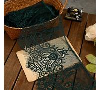 Width 20cm Colourful Eyelash Lace Embroidery Lace Accessories Dress Hem Sleeve Decorative Splicing Fabric 1pc(Dark Green)