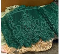 Width 20cm Colourful Eyelash Lace Embroidery Lace Accessories Dress Hem Sleeve Decorative Splicing Fabric 1pc(Emerald)