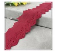 Width 5.5cm Cotton Colorful Rose Embroidery Cotton Lace Accessories DIY Clothing Lace Material 15 Yards (Burgundy)