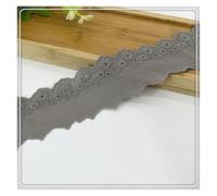 Width 5.5cm Cotton Colorful Rose Embroidery Cotton Lace Accessories DIY Clothing Lace Material 15 Yards (Grey)