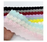 Width 5.5cm Cotton Colorful Rose Embroidery Cotton Lace Accessories DIY Clothing Lace Material 15 Yards (Pink)