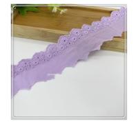 Width 5.5cm Cotton Colorful Rose Embroidery Cotton Lace Accessories DIY Clothing Lace Material 15 Yards (Purple)