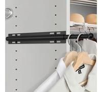 Widyana Telescopic Wardrobe Rail | Extendable Valet Rod for Clothes (12”) | Adjustable Pull-Out Hanging Rail for Suits & Next-Day Outfits, Black