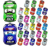 Wieat 30 Pcs Mini Pull Back Car Toys for Kids, Push and Go toy Racing Cars, Birthday Party Bag Fillers Cars, Friction Powered Cartoon Pull Back Racing Vehicles, Educational Toys for Kids