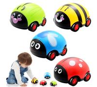 Wieat 4Pcs Toys Cars for Kids, Lovely Ladybug Pull Back Cars, Boys Toys, Educational Toys Push and Go Vehicles, Colorful Toddler Friction Powered Car Toys Birthday Gifts for Kids Boys Girls