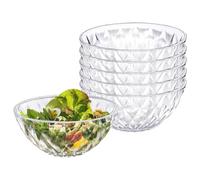 Wieat Salads Bowls, 6 Pcs Medium Diamond Serving Bowls, Dipping Bowls, Serving Dishes, Cooking Round Clear Glass Bowl for Snack, Spices, Dipping, Jam, Creams, Salads, Dessert, Rice