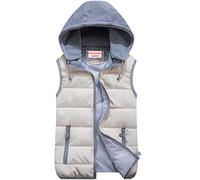 WIEAYUMEI Women Gilets Winter Padded Bodywarmer Down Cotton Hooded Vest Sleeveless Quilted Jacket