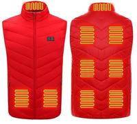 WIEAYUMEI Womens Heated Gilet with 9 Carbon Fiber Heating Pads Heated Vest Jacket with 3 Adjustable Temperature for Outdoor Camping Riding Hiking Red L