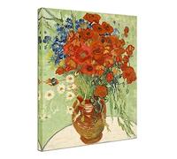 Wieco Art - Abstract HD Prints Red Poppies and Daisies Canvas Print of Van Gogh Floral Oil Paintings Reproduction Classic Flowers Artwork Pictures on Canvas Wall Art for Home Office Decorations