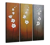 Wieco Art Extra Large 3 Panels Abstract Floral Oil Paintings on Canvas Wall Art for Home Decorations 100% Hand Painted Decorative Gallery Wrapped Modern Contemporary Flowers Artwork