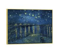 Wieco Art Framed Art Giclee Canvas Prints of Starry Night Over The Rhone Canvas Prints Wall Art by Van Gogh Paintings Reproduction Abstract Framed Artwork for Wall Decor