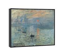 Wieco Art Framed Art Impression Sunrise Canvas Prints of Claude Monet Famous Paintings Reproduction Seascape Artwork Pictures on Canvas Wall Art for Home Decorations Black