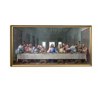 Wieco Art Framed Canvas Prints the Last Supper by Leonardo Da Vinci Classic Art Reproductions Jesus Canvas Wall Art for Home Decoration Bronze Gold Frame