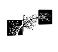 Wieco Art - Leaves Modern 3 Panels Flowers Artwork Giclee Canvas Prints Black and White Abstract Floral Trees Pictures Paintings on Canvas Wall Art for Living Room Bedroom Home Decorations