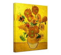 Wieco Art - Modern Abstract Flowers Giclee Canvas Prints Stretched and Framed Artwork Vase with Fifteen Sunflowers by Van Gogh Oil Paintings Reproduction Pictures on Canvas Wall Art for Home Décor