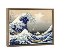 Wieco Art Natural Wood Framed Art Great Wave of Kanagawa Katsushika Hokusai Giclee Canvas Prints Wall Art Abstract Seascape Paintings for Home Living Room Decorations
