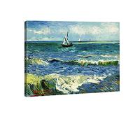Wieco Art - Seascape at Saintes Maries by Vincent Van Gogh Oil Paintings Reproduction Modern Wrapped Giclee Canvas Prints Sea Pictures on Canvas Wall Art for Living Room Home Office Decorations