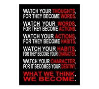 Wieco Art - Watch Your Thoughts Motivational Classroom Poster Modern Canvas Prints Wall Art Paintings for Home Office Living Room Decorations