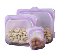Wiederverwendbare Quetschbeutel - 3er Set Silikon Lunchboxen Mit Wiederverschließbarem, Mikrowellengeeignete Lebensmittelbeutel - Für Meal Prep, Lunch, Reisen, Käse, Fleisch, Und
