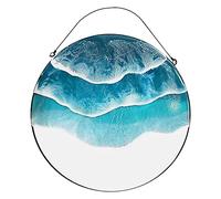 Wiedfedy Oceans Wave Stained, Window Hangings Decor, Decor Pendant, Panel Ornament for Home Decor - A