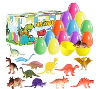 Wieerda Filled Easter Egg Hunt Toys, 12 Pcs Easter Eggs Filled with Mini Novelty Dinosaur Figures, Surprise Toys Gift for Easter Basket Stuffers, Party Favors, Easter Egg Hunt Gift