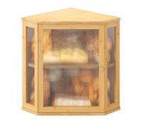 Wieghda Corner Bread box for Kitchen Countertop,Farmhouse Bread Box with Acrylic Wavy Door Panel,Large Bread box for kitchen countertop,Kitchen Countertop Food Storage Container (Natural, Extra Large)