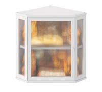 Wieghda XL Rustic Elegant Decorative Corner Bread Box, Airtight, White, 17.5 x 11.8 x 13.78 inches, 5.3 Cubic Inches, Kitchen Countertop Food Storage Container