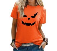 WIEIYM Halloween T Shirt Women Smiling Pumpkin T Shirts Unisex Happy Funny Halloween Costume