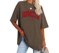 WIEIYM Oversized Women Florida Brooklyn New York Letter Print T Shirt Large Summer Tee Baggy Tshirt Casual Loose Short Sleeve Tops