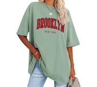 WIEIYM Oversized Women Florida Brooklyn New York Letter Print T Shirt Large Summer Tee Baggy Tshirt Casual Loose Short Sleeve Tops